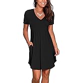 Nova In Sky Womens Summer Dress Short Sleeve Casual T Shirt Dresses 2025 Flowy Beach V-Neck Sundresses with Pockets