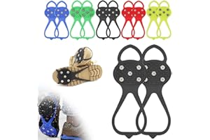 ATFIRST Universal Non-Slip Gripper Spikes, 2025 Upgrade Universal Ice Cleats for Shoes and Boots with 5 Steel Studs, Rubber Traction Cleats Ice Snow Grips for Hiking Walking Climbing