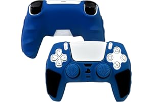 LUNISSILY Blue Anti-Slip PS5 Controller Skin,Soft Thicken Studded Protective Silicone Cover Skin Grips Compatible with PlayStation 5 Controller with 8 PCS Thumb Grips Caps.