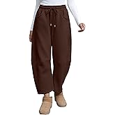 Yeokou Womens Fleece Lined Sweatpants Barrel Leg High Waist Winter Joggers Cozy Home Travel Lounge Pants with Pockets