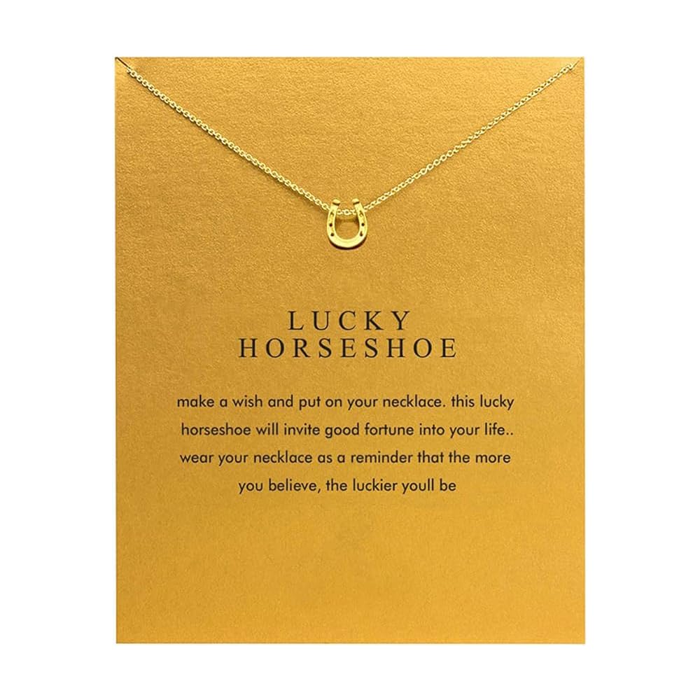 ZYAWP Friendship Horseshoe Compass Necklace Good Luck Elephant Pendant Chain Necklace with Message Card Gift Card