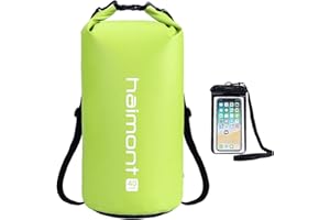Haimont Waterproof Dry Bag Floating Dry Sack Roll Top Drybag Backpack for Kayaking, Rafting, Boating, SUP, Fishing with IPX8 Waterproof Phone Case, Love Bird Green, 40L