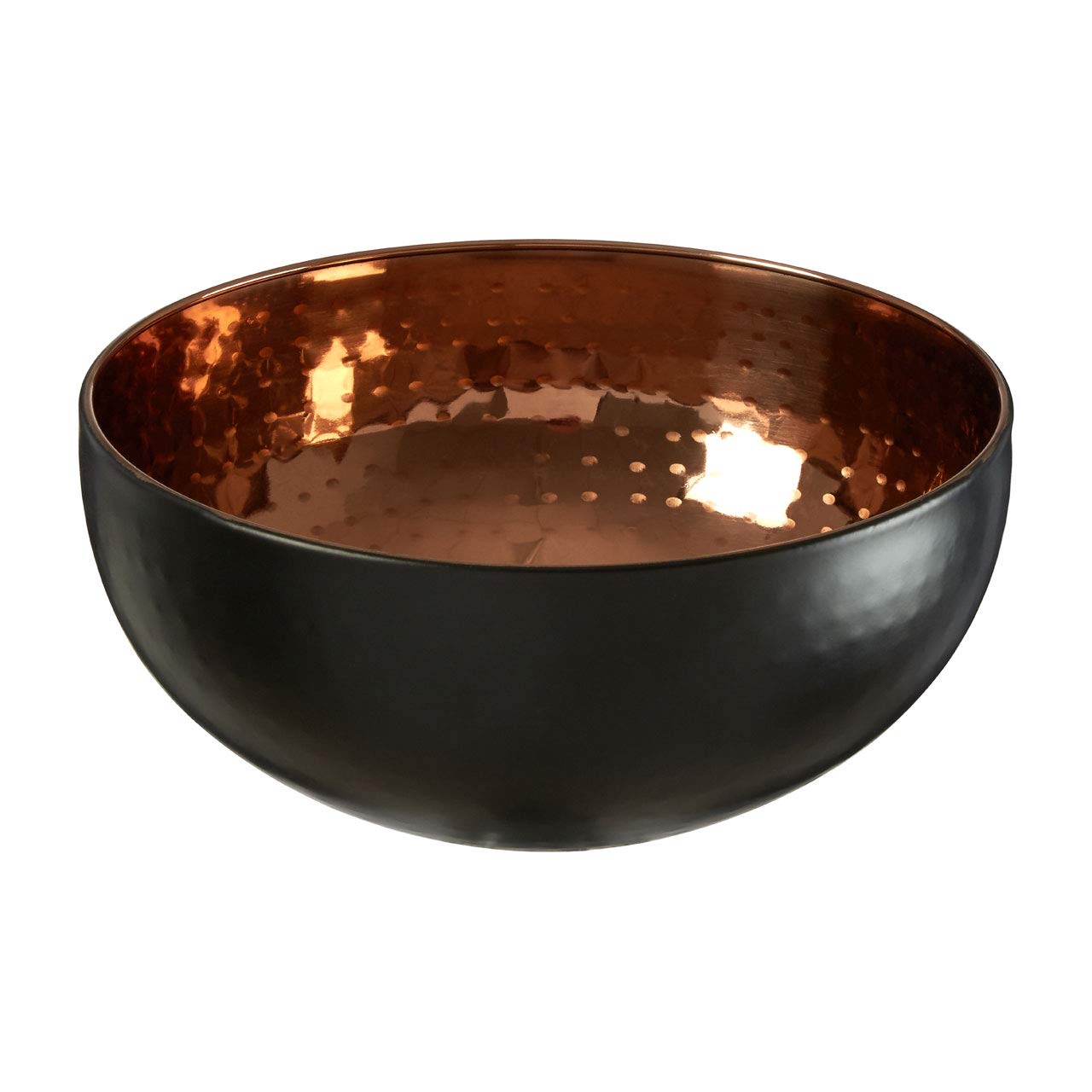 Premier Housewares Mixology Hammered Bowl Ornament, Stainless Steel, Copper/Black - Medium