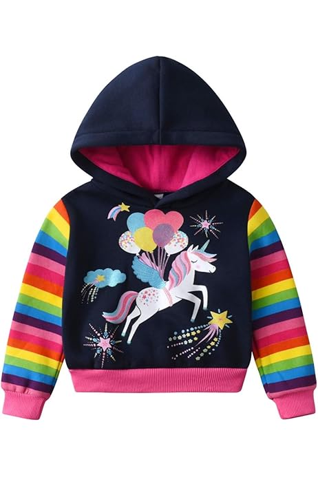 Sweatshirts Unicorn Girls Rainbow Unicorn Hoodie Tees Zip Up