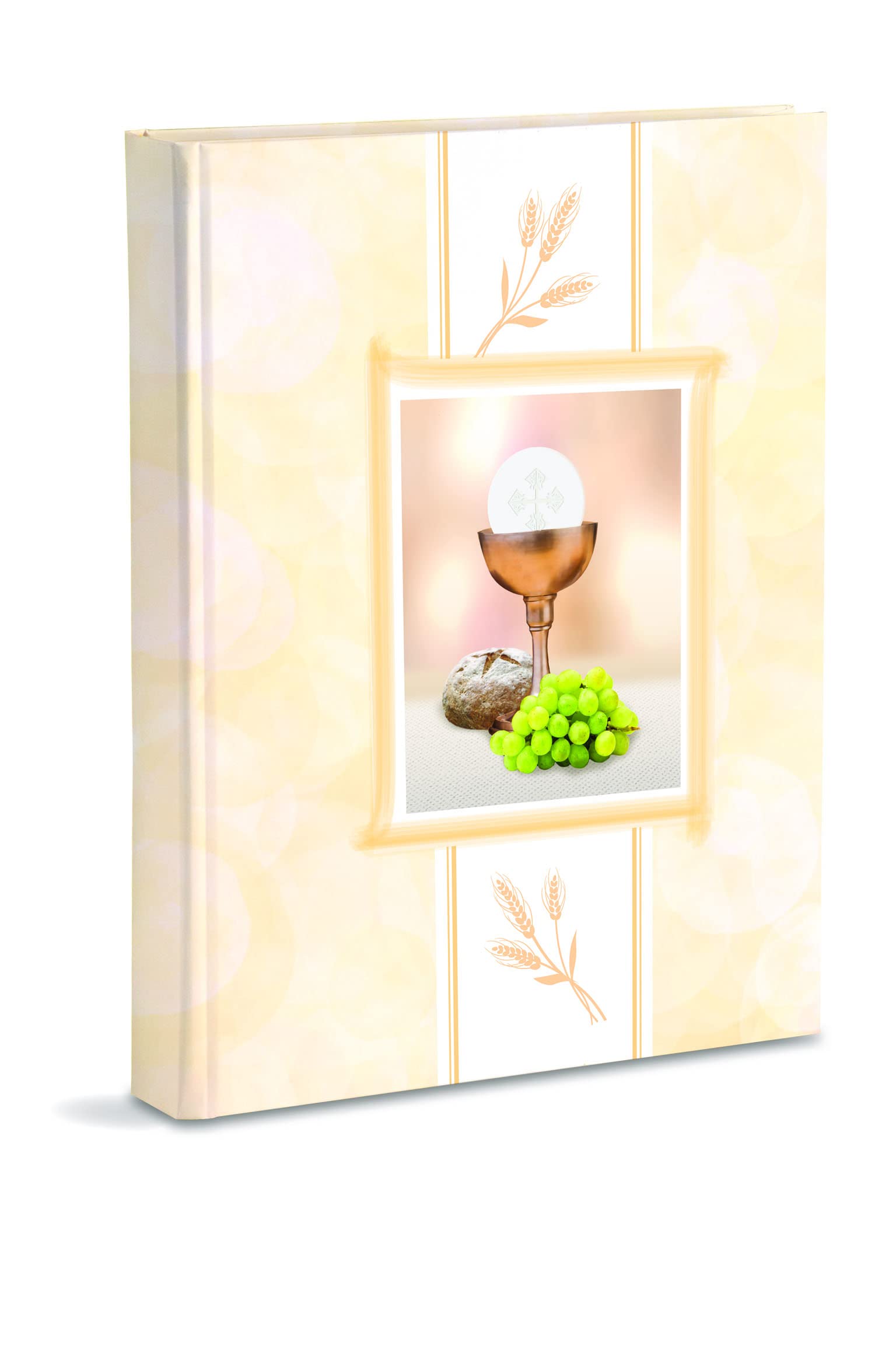 First Communion Photo Album 23 x 30 cm 60 White Pages in Thick and Durable Cardboard Intervaled with Pergamin, Goblet and Grapes
