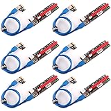 Ubit 6 Pack Latest PCI-E Riser Express Cable 16X to 1X (6pin / MOLEX/SATA) with Led Graphics Extension Ethereum ETH Mining Powered Riser Adapter Card+60cm USB 3.0 Cable