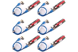 Ubit 6 Pack Latest GPU PCI-E Riser Express Cable 16X to 1X (6pin / MOLEX/SATA) with Led Graphics Extension Ethereum ETH Minin