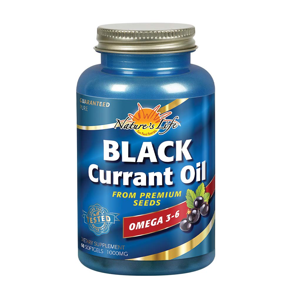 Nature’s Life Black Currant Seed Oil 1000 mg | With Omega-3 ALA, Omega-6 GLA and Stearidonic Acid | 60ct, 60 Servings