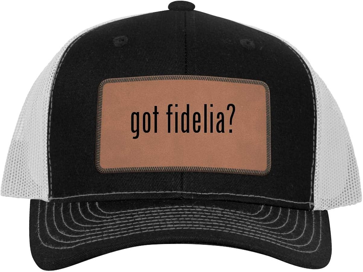 One Legging it Around got Fidelia? - Leather Dark Brown Patch Engraved Trucker Hat