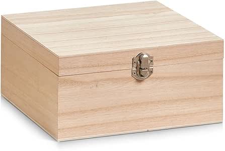 Zeller 15125 Caja de Almacenaje, Madera, Marrón, 20x20x9.5 cm: Amazon.es: Hogar
