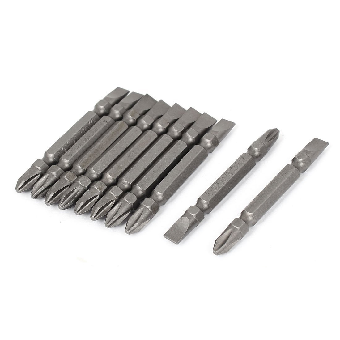 Sourcingmap 6mm Tip PH2 Phillips Slotted Double End Screwdriver Bits 10pcs