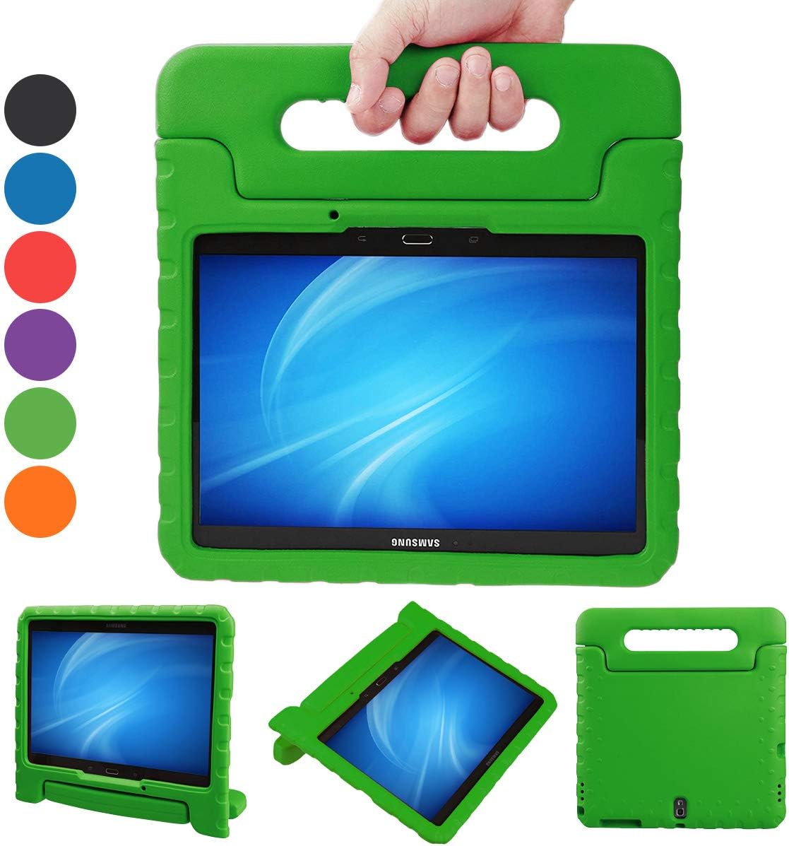 Kids Case for Samsung Galaxy Tab S 10.5-inch Shockproof Lightweight Adjustable Portable Drop Protection EVA Tablet Shell Cover, Case for Samsung Galaxy Tab S 10.5"(SM-T800/SM-T805)-Purple (Green)