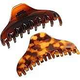 Parcelona French Boss Thin and Narrow Light Tortoise Shell and Brown 3 1/2” Celluloid Covered Spring Set of 2 Hair Claw Clips