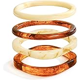 HUAYUNFANG 4Pcs Acrylic Bracelet Set for Women Cream White Resin Bangle Tortoiseshell Resin Bracelets Boho Stackable Bracelet Jewelry