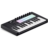 Novation Launchkey Mini 25 MK4 USB MIDI Keyboard Controller | USB-C, 25 Mini Synth-Action Keys, 16 Pads with Polyphonic Aftertouch, OLED Display, Scale and Chord Modes, Arpeggiator, MIDI