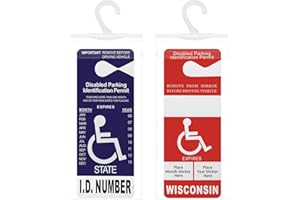 MERDIA 2 Pack Portable Handicap Placard Holder | Disability Placard Holder for Car | Parking Permit Protector for Handicap Placard with Hanger, Handicap Parking Sign for Disabled Person | Handicap Placard