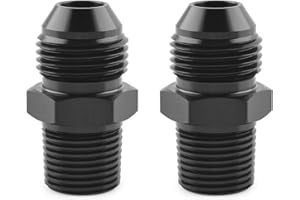 SINTLY 3/8" NPT to 8AN Flare Male AN8 Straight Fitting Union Flare Adapter Aluminum Black 2Pcs