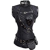 Charmian Women's Steampunk Spiral Steel Boned Vintage Retro Corset Tops Bustier