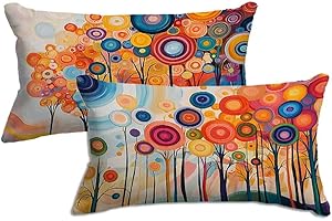 Outdoor Pillow Covers 12x20 Inch Decorative Colorful Cushion Covers Set of 2 Waterproof Pillow Protector Tree of Life Decorat