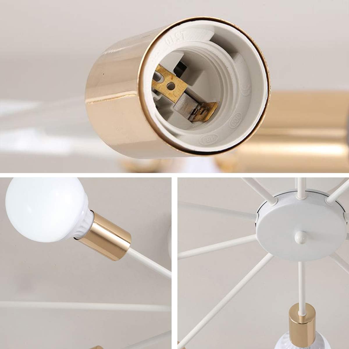 Jaycomey Flush Mount Ceiling Light, Modern White Sputnik Chandeliers, 10-Light E26 Base Industrial Semi Ceiling Lights Fixture for Bedroom Living Room Kitchen Farmhouse - - 