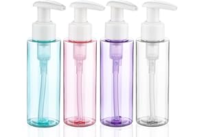 HETHYO Travel Bottles Plastic Pump Bottle Dispenser TSA Approved 3.4oz/100ml 4 Pack Travel Refillable Shampoo and Conditioner Bottles Empty Travel Size Bottles for Cosmetic, Lotion, Liquid Soap (mixcolor)