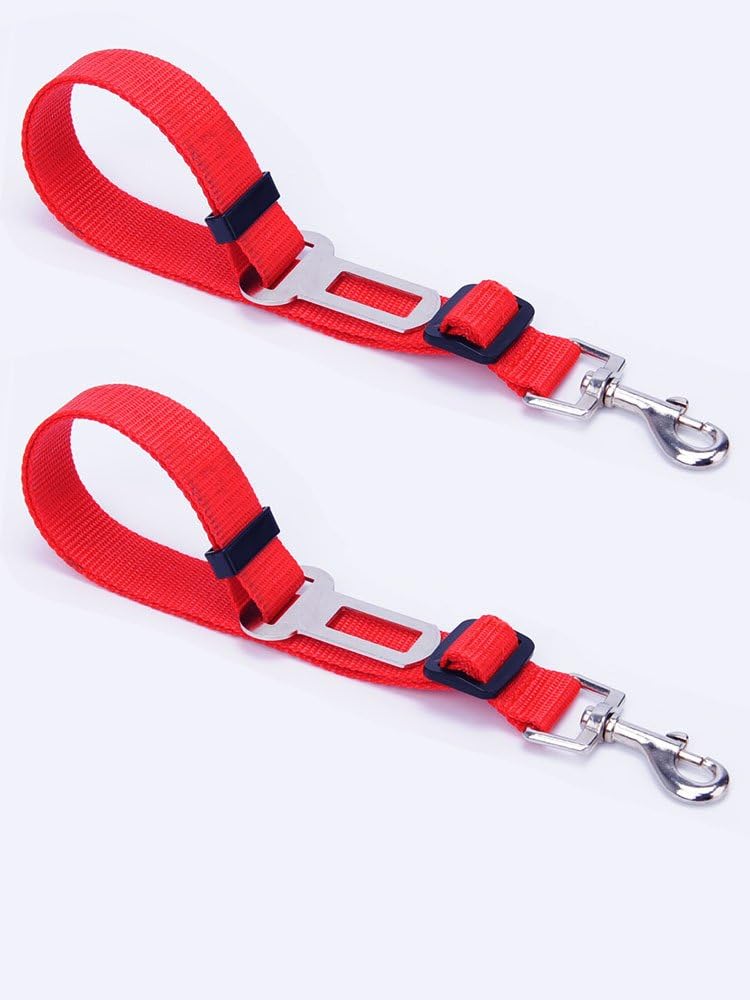 2 Packs Adjustable Pet Dog Cat Car Seat Belt Safety Heavy Duty & Elastic & Durable Seat Belt Leads Vehicle Seatbelt Harness