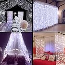 Curtain Lights - SurLight 9.8ft*9.8ft 306LEDs Window Icicle Lights with 8 Lighting Modes, Christmas LED String Fairy Lights for Christmas Wedding Valentine's Day Holiday Garden Patio, Cool White