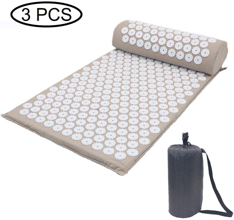 Back Massage Mat with Pillow Set-Pain Relief Acupressure Mat,Stress Relief,Back, Neck,and Sciatic Pain therapist,Muscle Relaxation.Eco Natural Organic Acupuncture Mat Gift for Women and Men.
