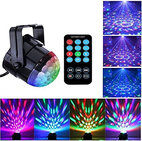Stage Light Disco Ball Lights with Remote , Sound Activated Party Light RGB Strobe Light with 7 Color Modes for Home Birthday Wedding Halloween Christmas Festival (Disco lights with remote)