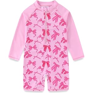 Girls Floral Long Sleeve Rash Guard One Piece Swimsuit UV Protection Bathing Suit for 3-12 Years