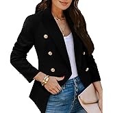 CRAZY GRID Womens Casual Blazer Jacket Gold Button Long Sleeve Work 0ffice Blazer Lapel Open Front Jacket