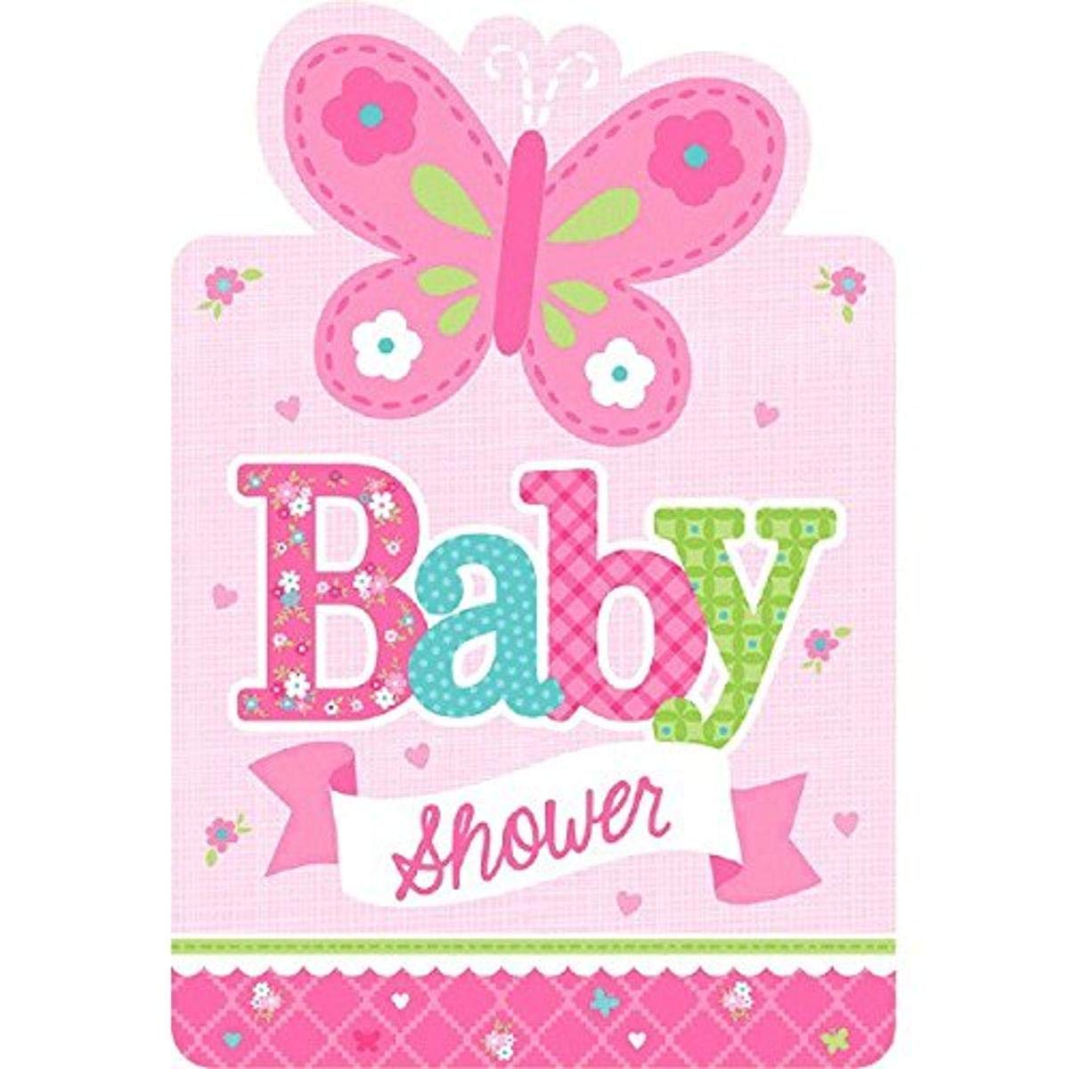 Amscan 491458 Welcome Baby Girl Postcard Invitations