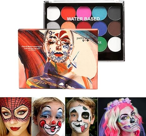 Amazon Co Jp フェイスボディペイント速乾性タトゥーペイント顔料油絵アート美容プロフェッショナルフェイスペイントパレット フェイスペイント安全敏感肌用ハロウィンメイク15色 ホーム キッチン