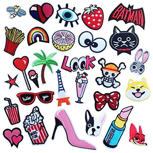 30PCS Iron On Patches Embroidered Appliques DIY Decoration or Repair,Sew On Patches for Clothing Backpacks Jeans Caps Shoes etc (A style)