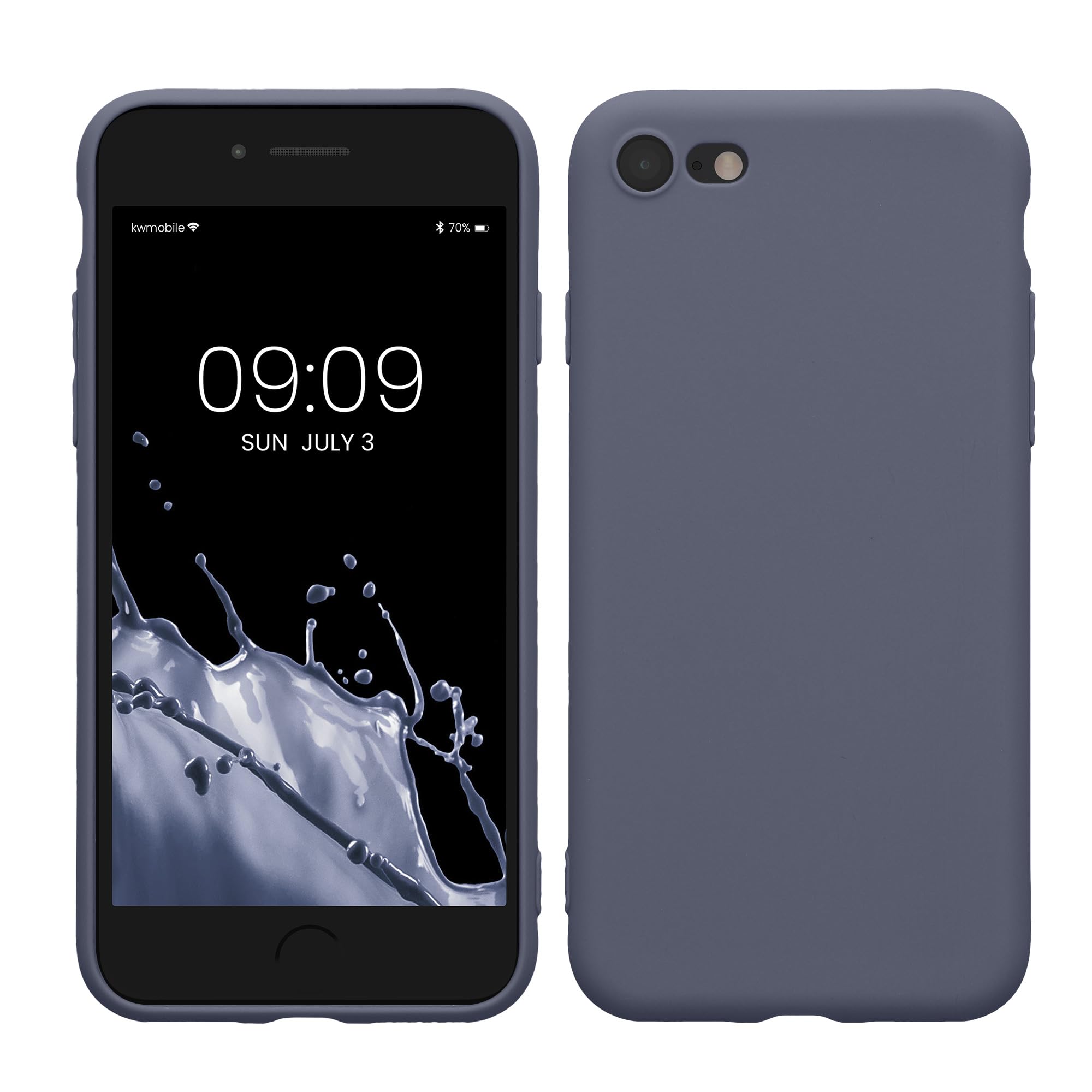 kwmobile Case for Apple iPhone SE (2022) / SE (2020) / 8/7 Case - Protective Slim TPU Phone Cover - Soft Matte Finish - Blue Grey