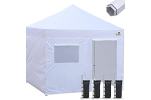Eurmax USA Premium 10'x10' Pop-up Canopy Tent Party Tent Commercial Instant Canopies Shelter with Removable Sidewalls with Wheeled Carry Bag Bonus 4 Sand Bags(White)