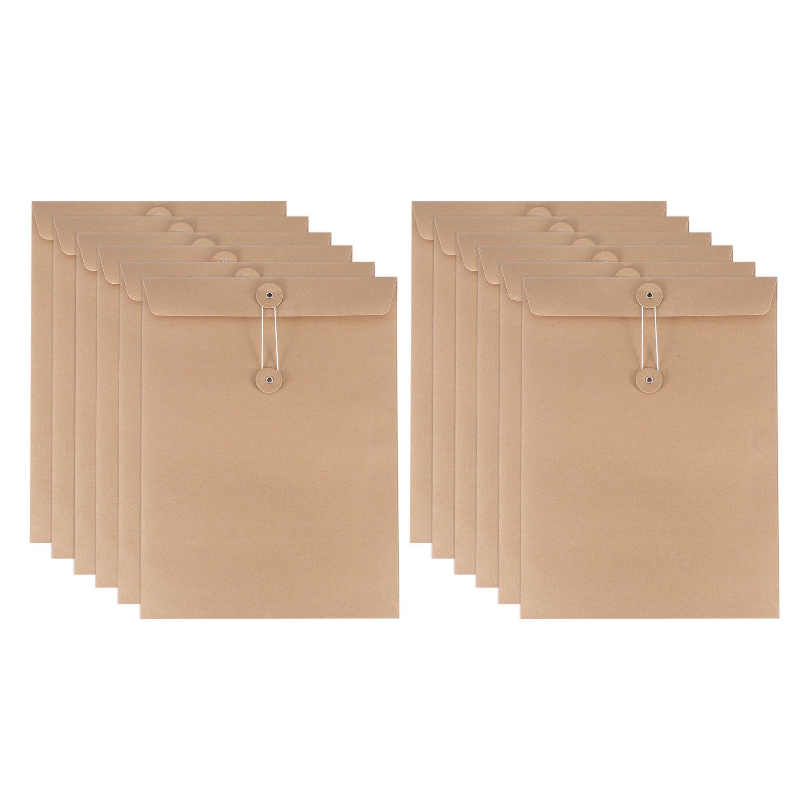 PATIKIL 12 Pcs Kraft Paper Envelope with String Tie Closure, A4 Vintage Envelopes File Folder Bag for Office Business Home Card Storage Document Organize, Brown