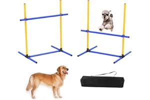 MAICOBI Dog Jump Hurdles Training Equipment,Indoor or Ourdoor,Dog Agility Training Equipment,Jump Obstacle Course for Dogs Outdoor, Playground Equipment,Carrying Bag (2 Sets)
