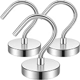 FINDMAG 3Pack Magnetic Hooks 40 lbs Heavy Duty Neodymium Hooks for Metal