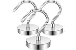 Junarter 3 Pack Metal Magnetic Hooks,40lb+ Heavy Duty Magnets with Hooks for Cruise Ship Walls,Magnetic Kooks Heavy Duty for Cruise Cabins,Hanging,Grill,Tool,Kitchen