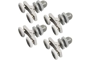 4 Pc Twin Wheel Shower Door Rollers - Bottom Adjustable Sliders for Glass Doors, 19/23/25/27mm Diameter Wheels with Smooth Lo