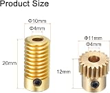 sourcing map Worm Gear Set 0.5 Module 20:1 Reduction Brass 4mm Bore Gear Wheel view 2