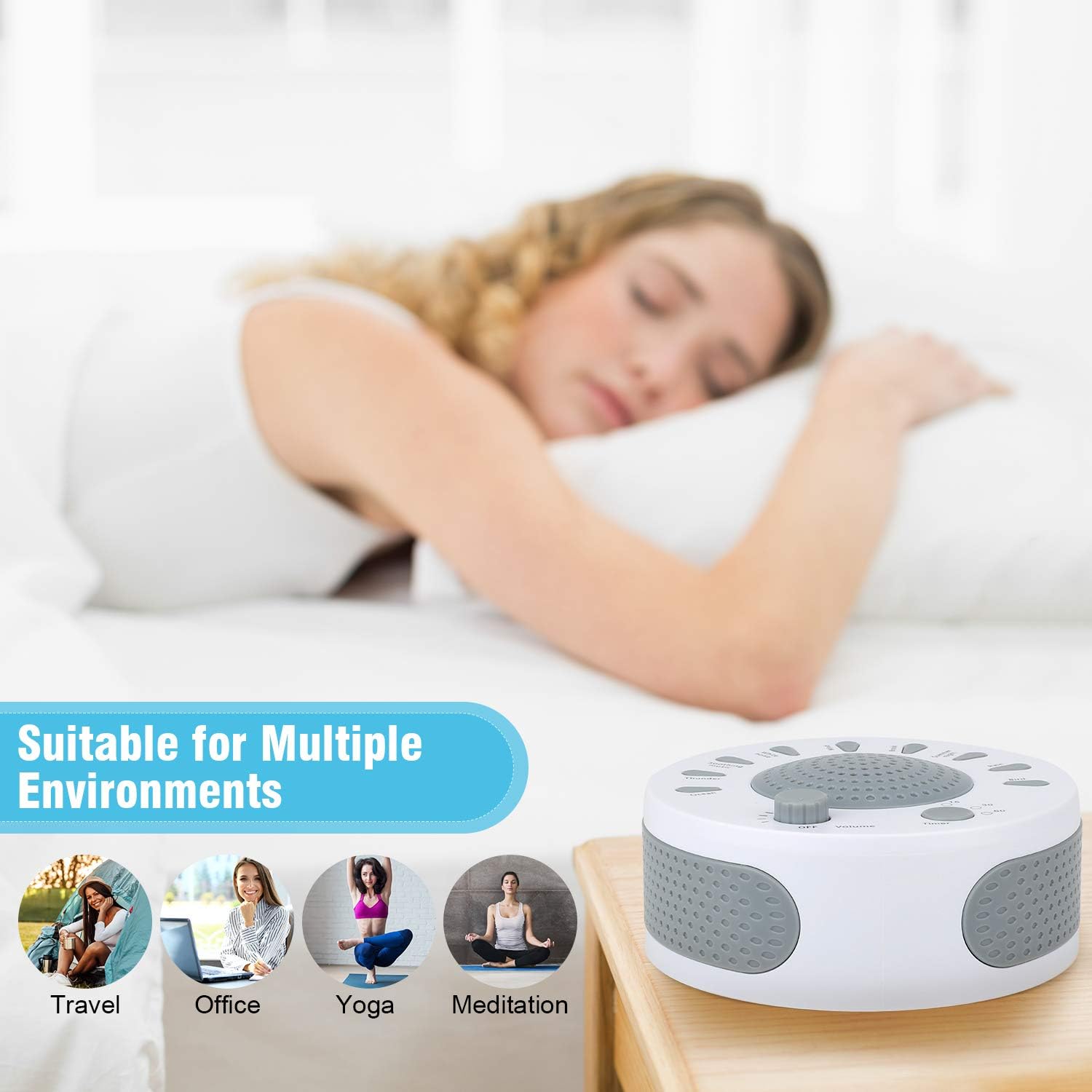 White Noise Machine - Sleep Sound Machine for Baby Kids Adults - 9 HiFi Soothing Sounds & 3 Timer, Volume Control & Relaxation Sleep Machine for Home Office Travel: Health & Personal Care