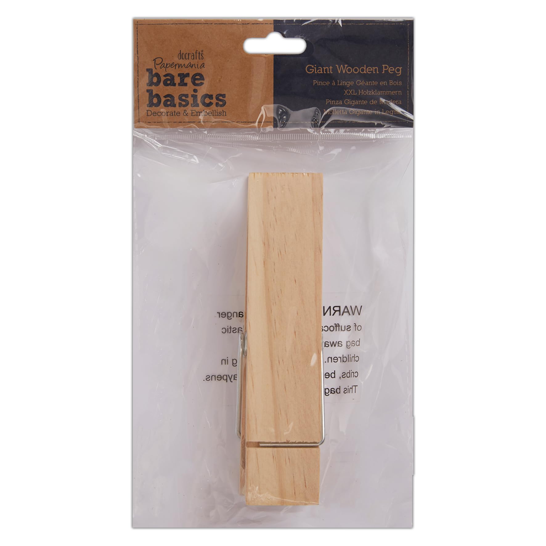 Papermania Giant Wooden Natural Peg, For Paper Craft, Hanging, Bunting Decoration, Home Art Decor, Wedding, Craft Essentials