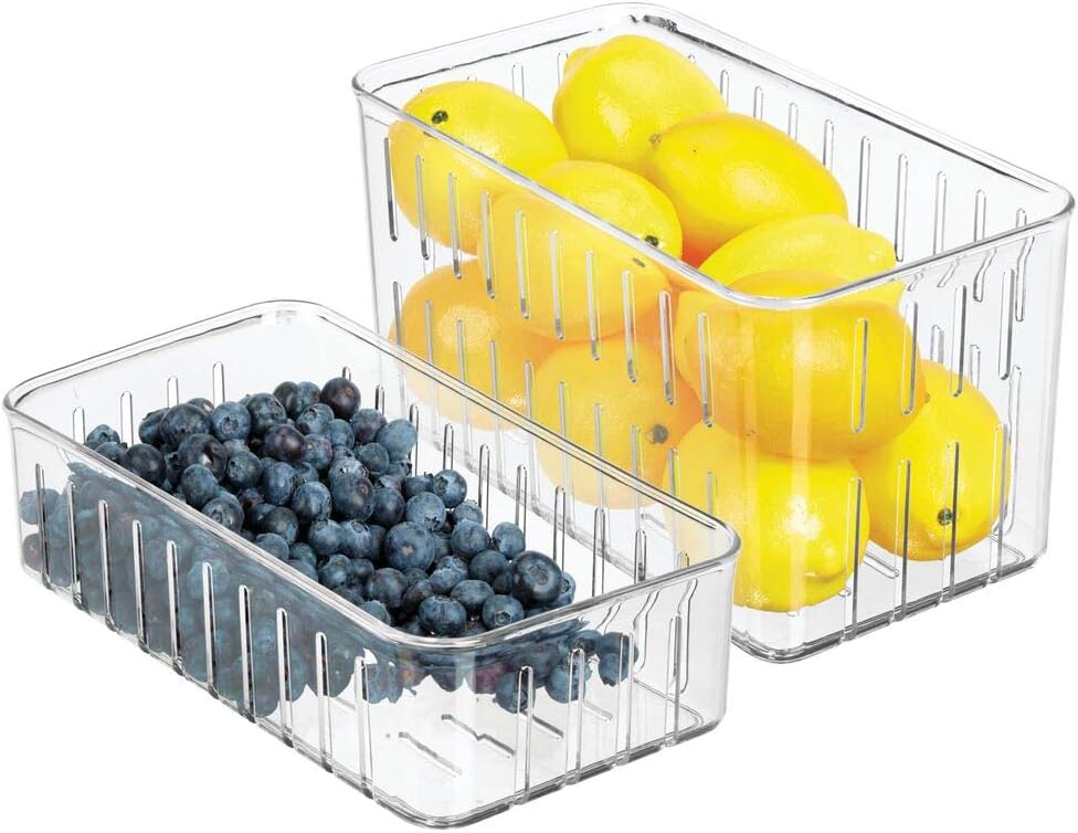 mDesign Plastic Kitchen Refrigerator Produce Storage