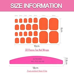 SILPECWEE 20 Sheets Toe Nail Stickers Full Nail
