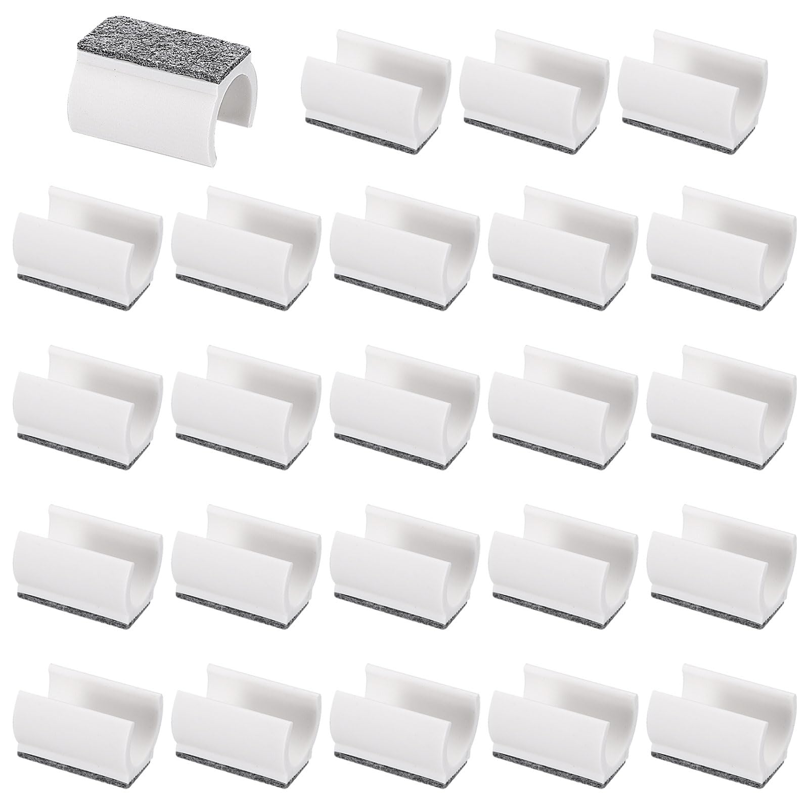 PATIKIL 25mm Rectangle Chair Leg Cover with Felt Pad, 24Pcs Slide Smoothly No Scratches No Noise Furniture Feet Hardwood Protectors Tips Floor Glides Tubing Caps for Office, White Grey