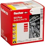 fischer SX Plus 6 x 30 Expansion Dowel with Screws Box of 50