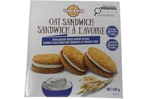 Oat Sandwich Biscuits with Greek Yoghurt Filling Compatible with Violanta, 540 g | Source of Fibre | Product of Greece