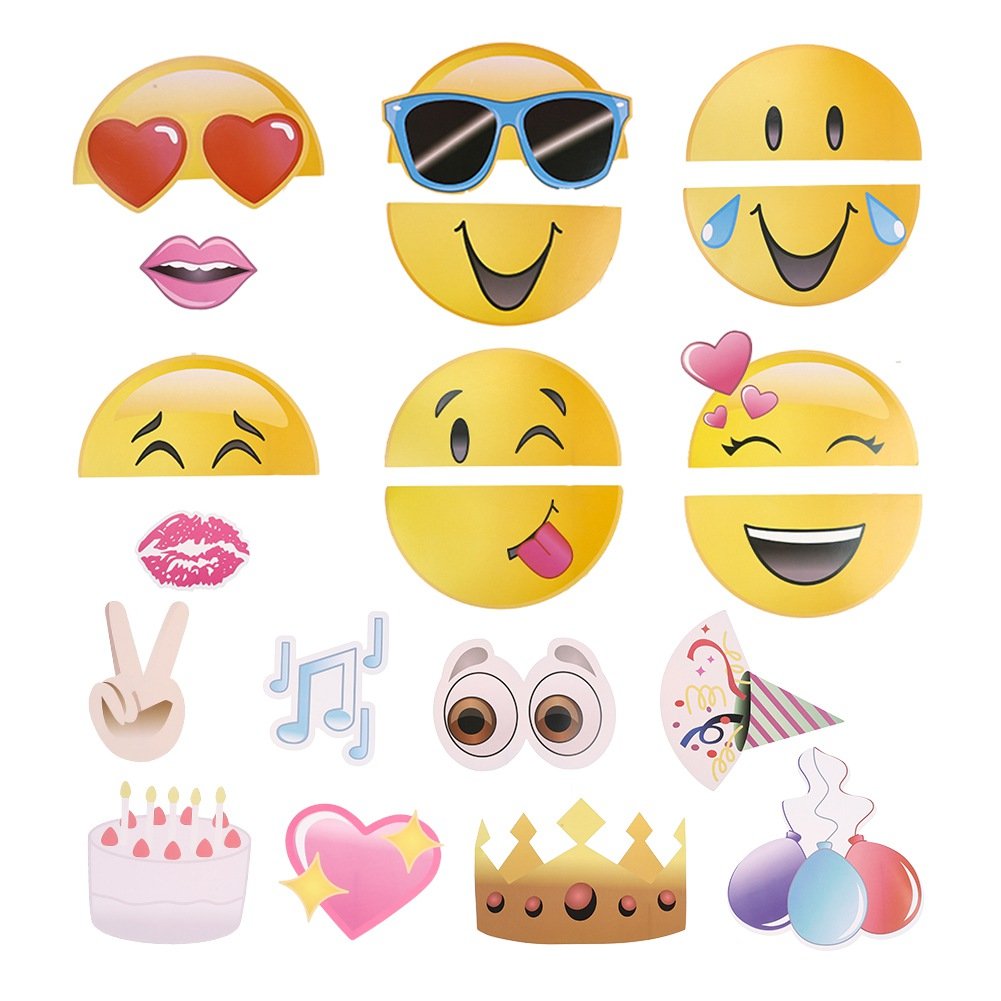 Smiley Face Photo Booth Prop Pack Of Smiley Emoji Face Party Supplies Kit Diy Pose Sign Party Decoration Fankutoys Toys Games Party Games Crafts Dldp Al